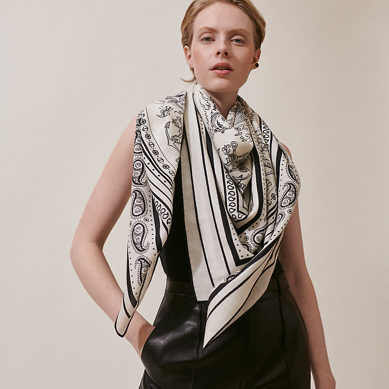 Hermes☆ショール140 Tatouages Marins Bandanaパリ発 Tatouages Marins Bandana shawl 140 - White | Hermès Mainland